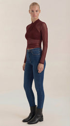 Georgia Sheer Wrap Mesh Top