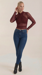 Georgia Sheer Wrap Mesh Top