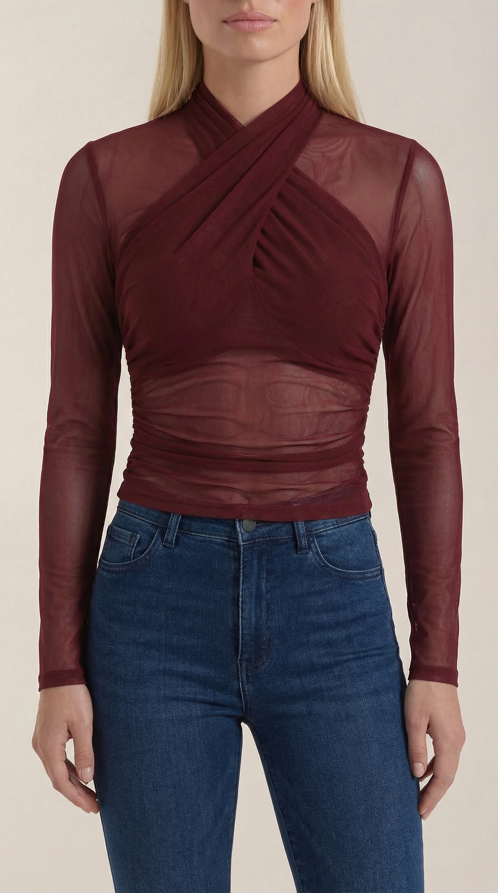 Georgia Sheer Wrap Mesh Top