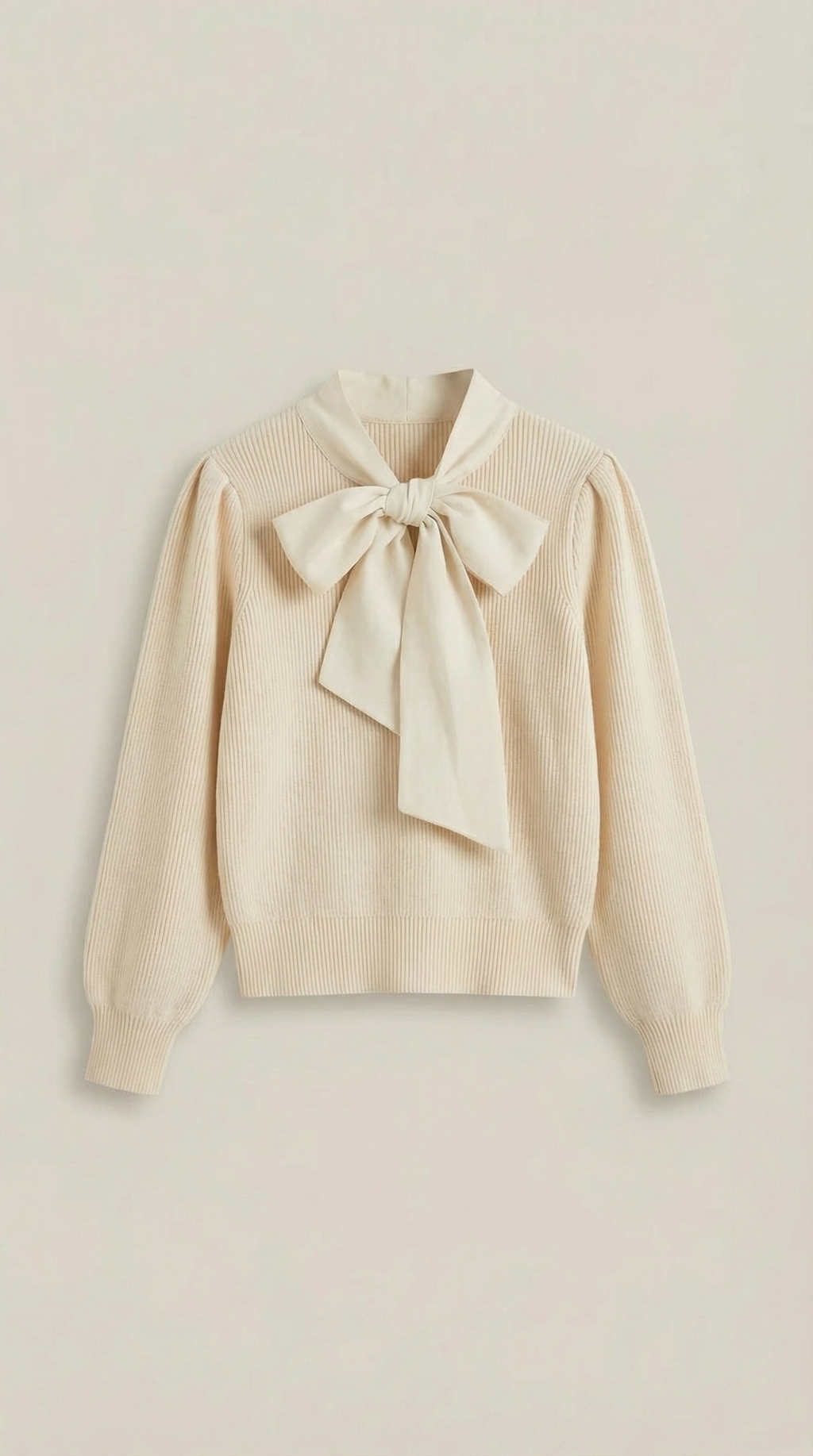 Jacqueline Ribbed Bow Neck Tie Sweater