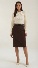 Jacqueline Ribbed Bow Neck Tie Sweater