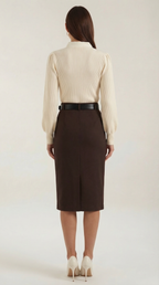 Jacqueline Ribbed Bow Neck Tie Sweater