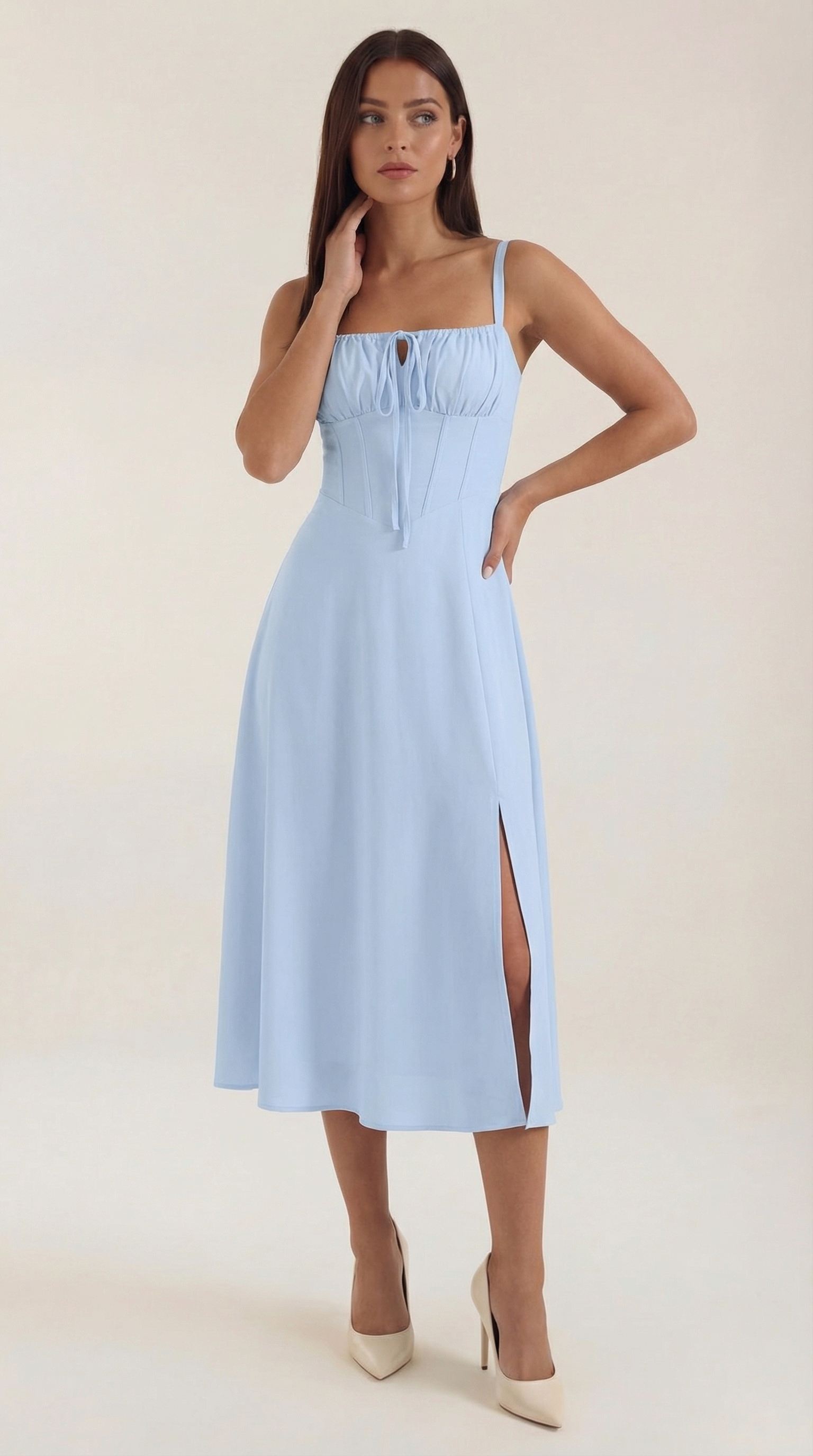 Jade Lace Up Midi Dress