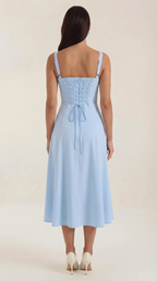 Jade Lace Up Midi Dress