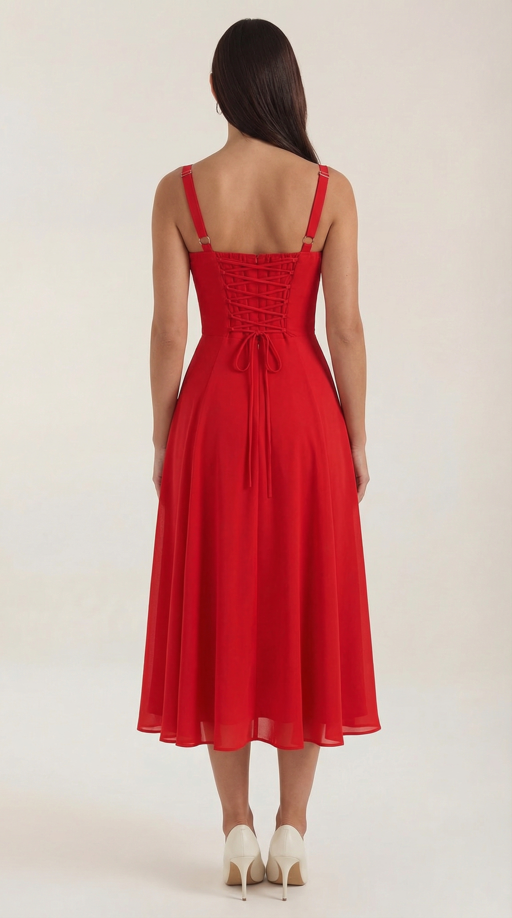 Jade Lace Up Midi Dress