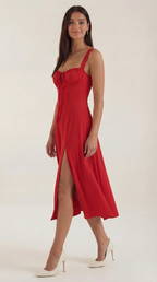 Jade Lace Up Midi Dress