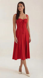 Jade Lace Up Midi Dress