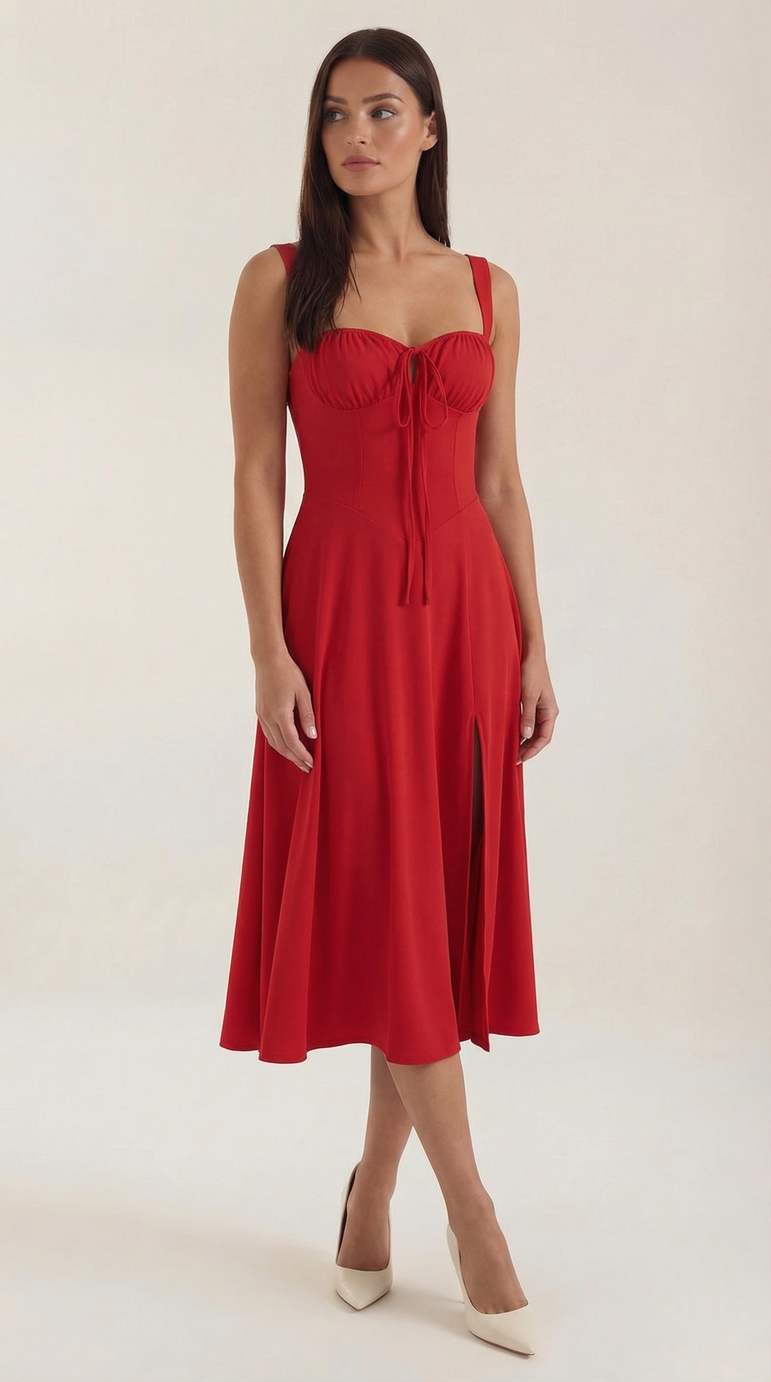 Jade Lace Up Midi Dress