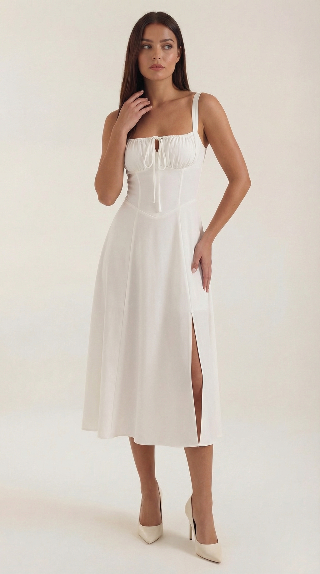 Jade Lace Up Midi Dress