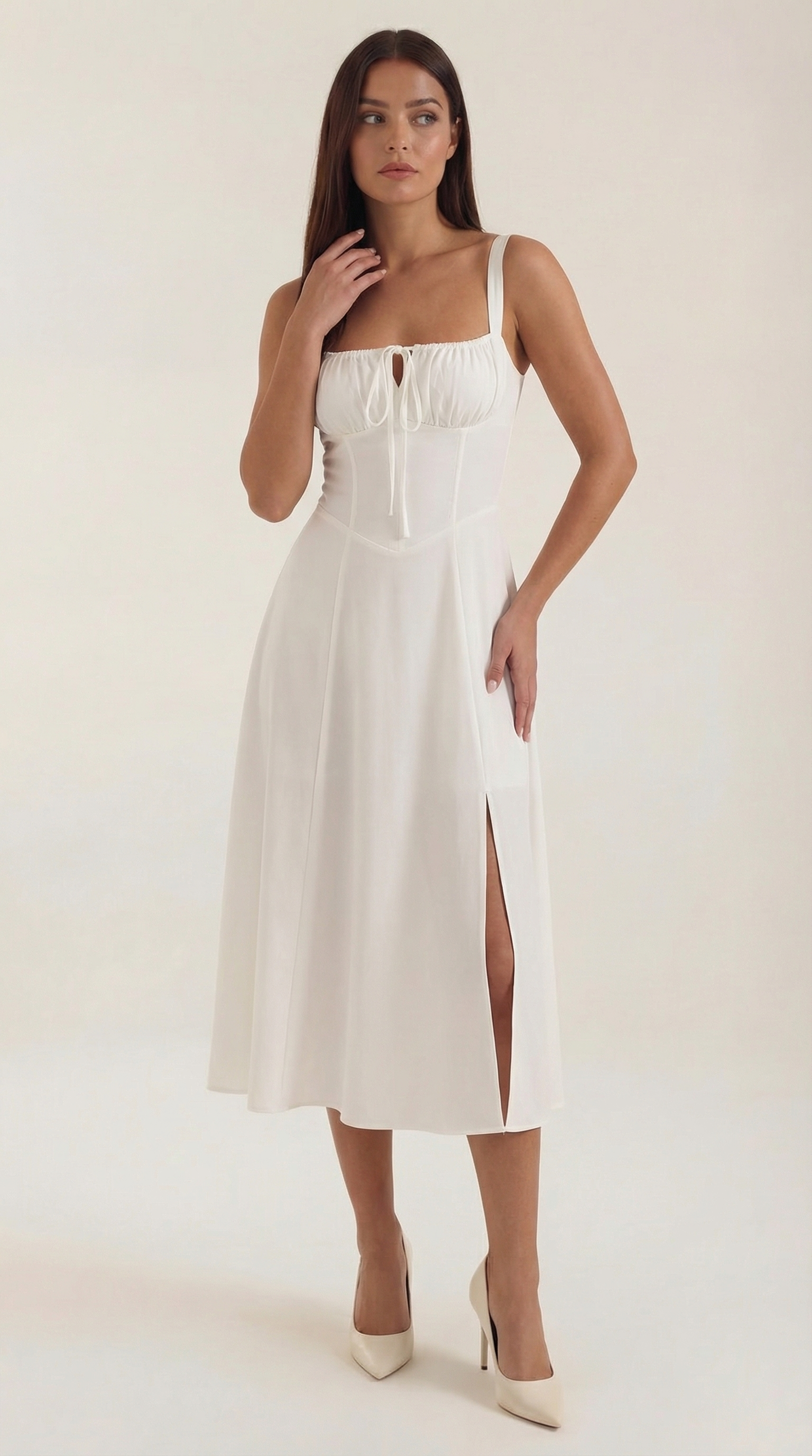 Jade Lace Up Midi Dress