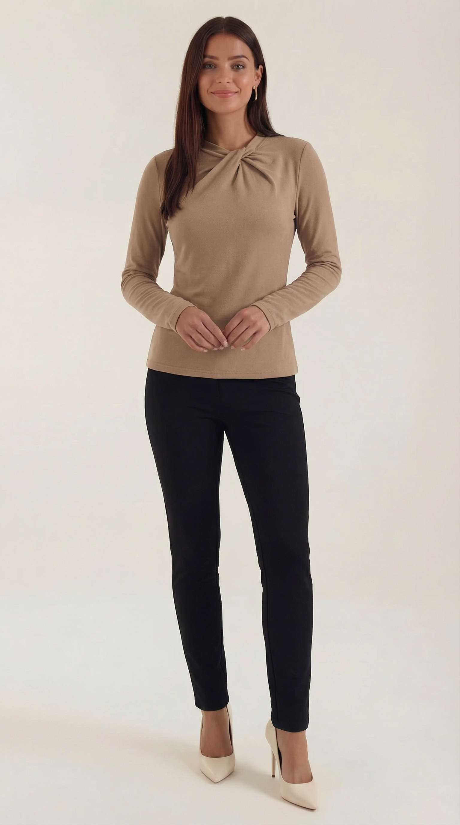 Jamie Knotted Mock Neck Blouse