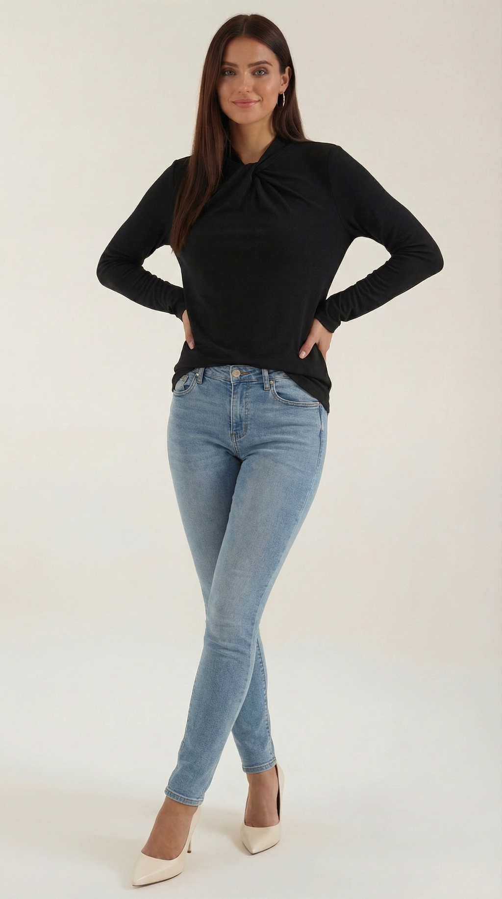 Jamie Knotted Mock Neck Blouse