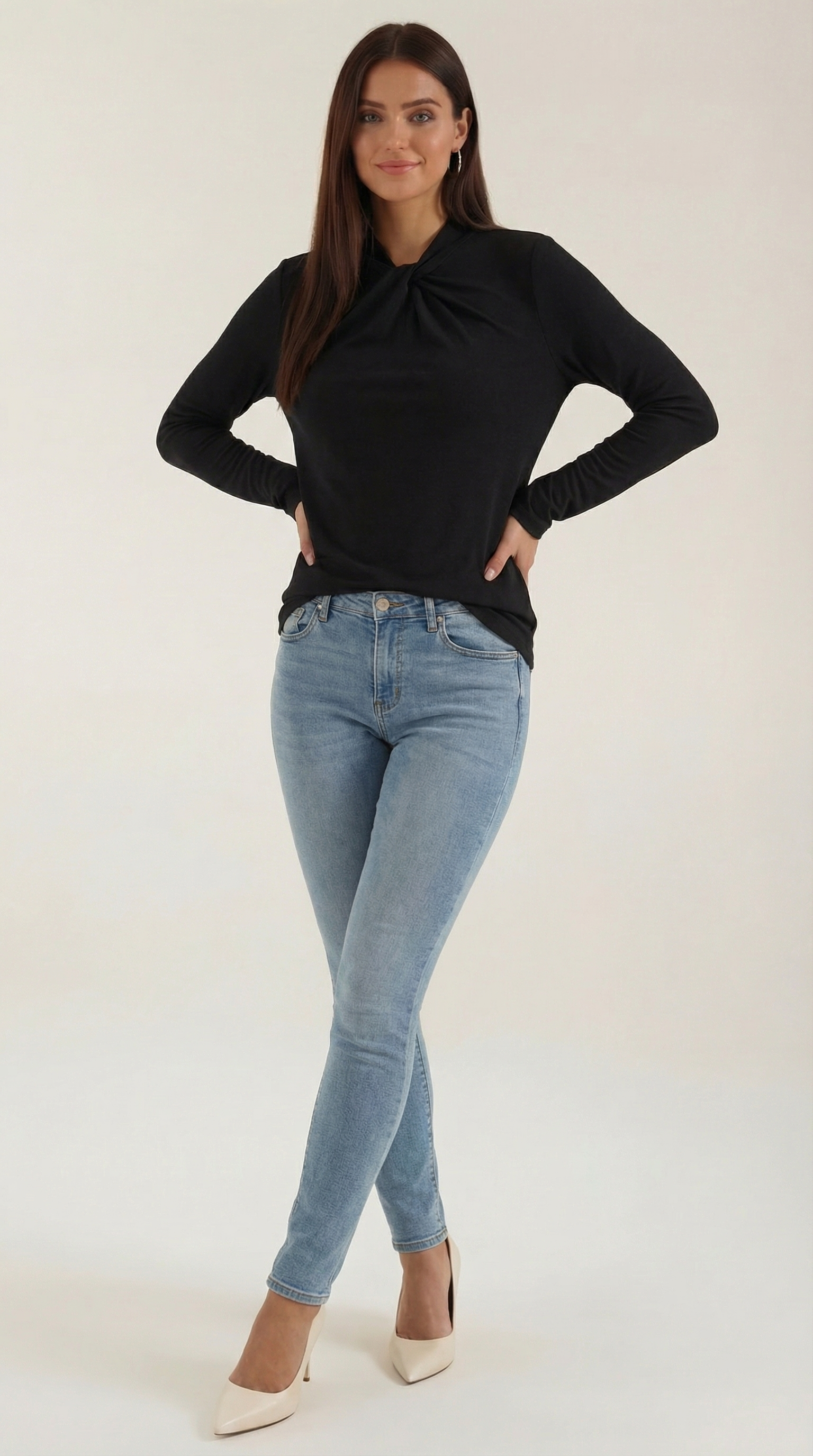 Jamie Knotted Mock Neck Blouse