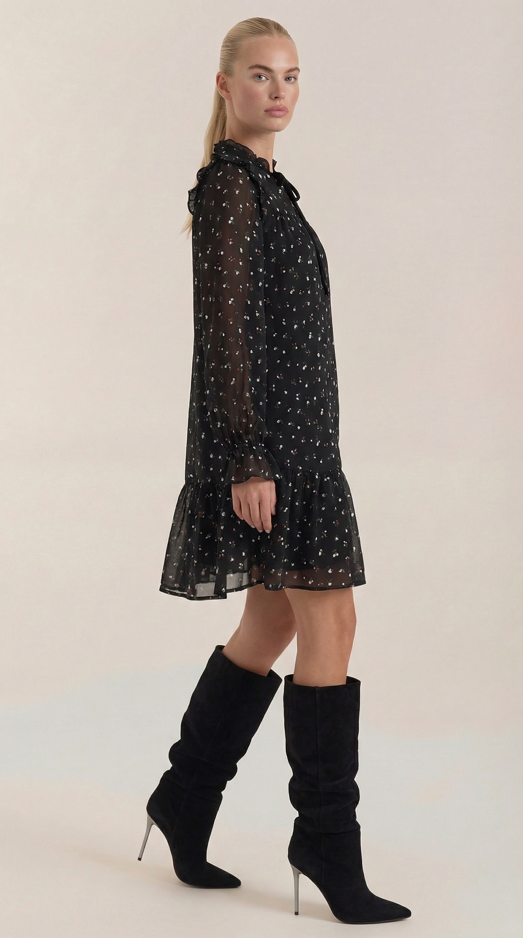 Katie Ruffle Trim Mini Dress