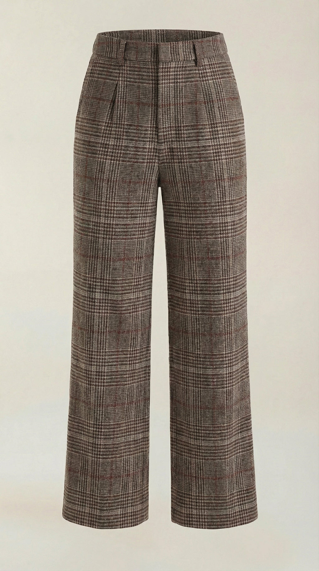 Leigh High-Waisted Plaid Trousers
