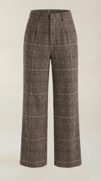Leigh High-Waisted Plaid Trousers