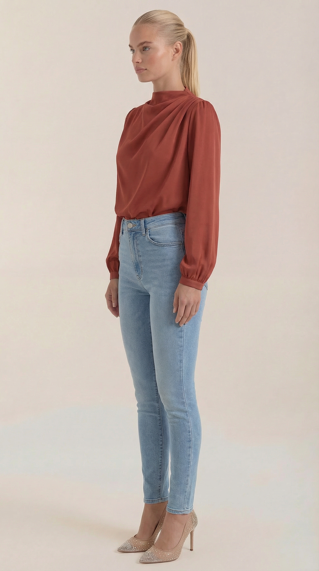 Marcia Draped Long Sleeve Blouse