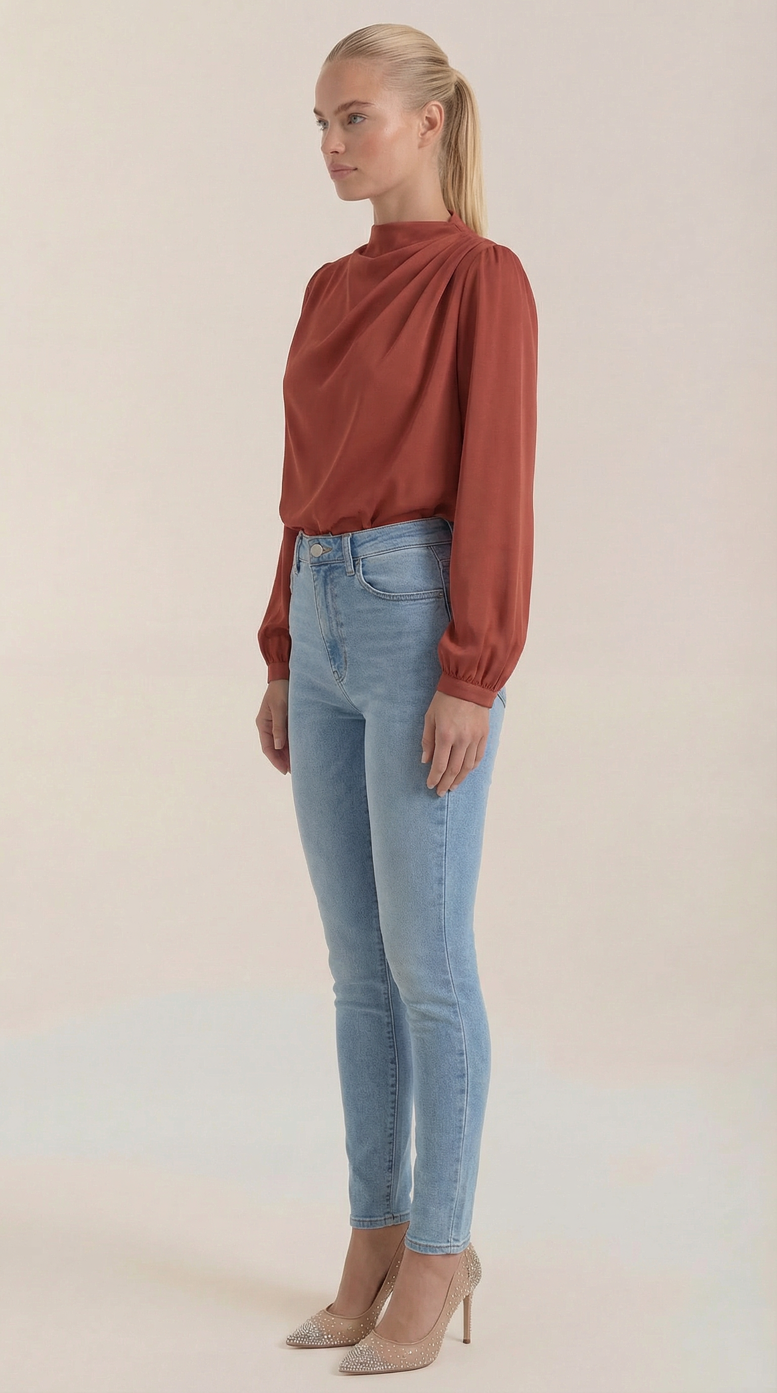 Marcia Draped Long Sleeve Blouse