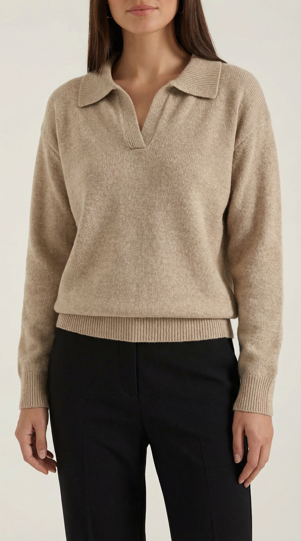 Margaret Casual V-Neck Polo Sweater
