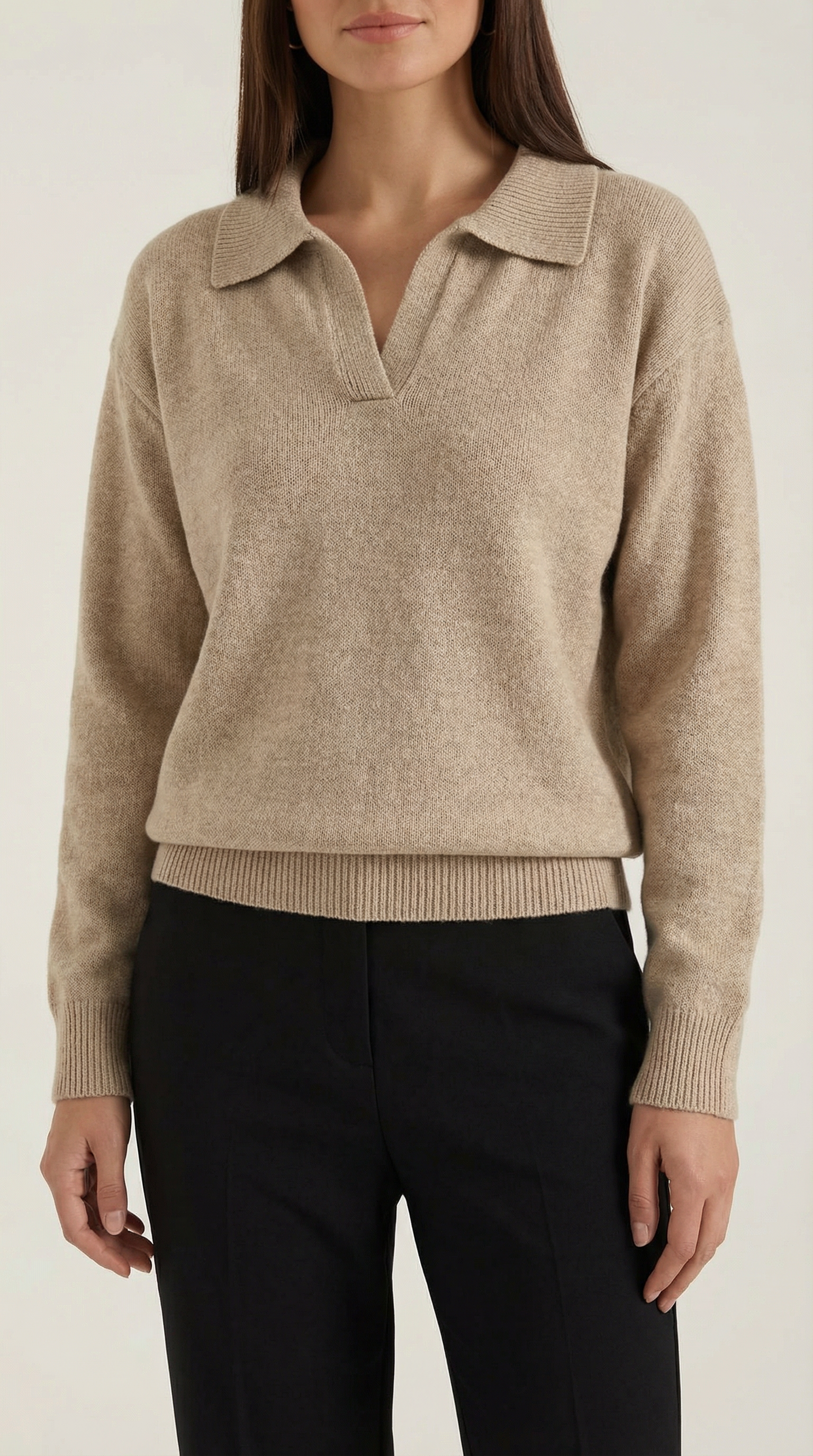 Margaret Casual V-Neck Polo Sweater
