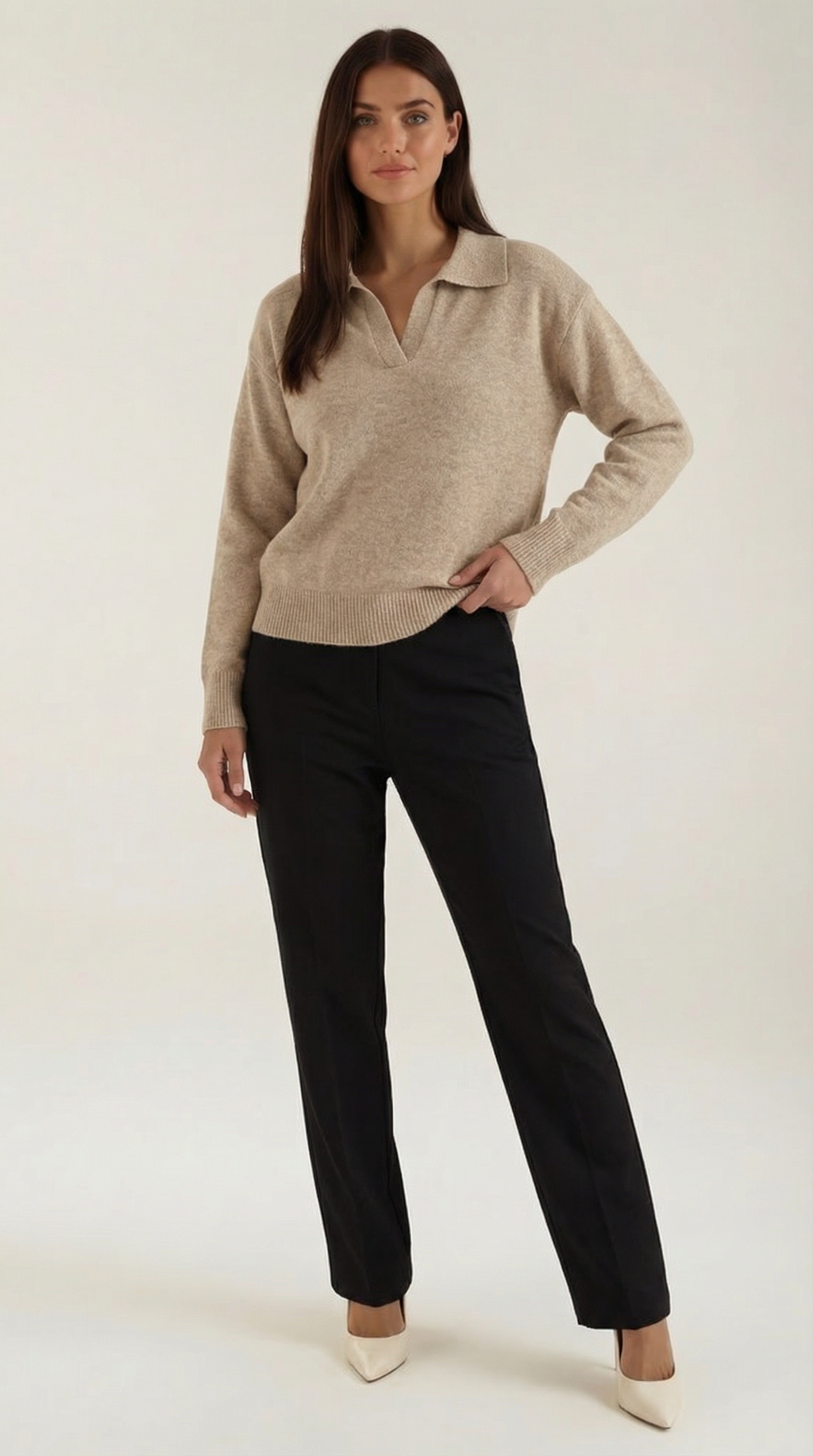 Margaret Casual V-Neck Polo Sweater