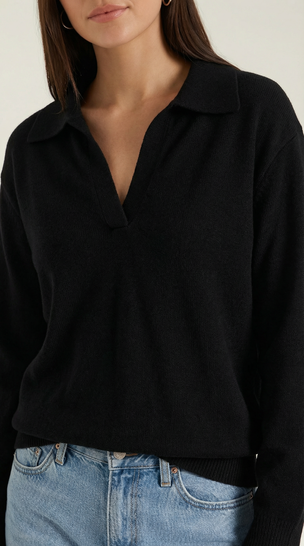 Margaret Casual V-Neck Polo Sweater