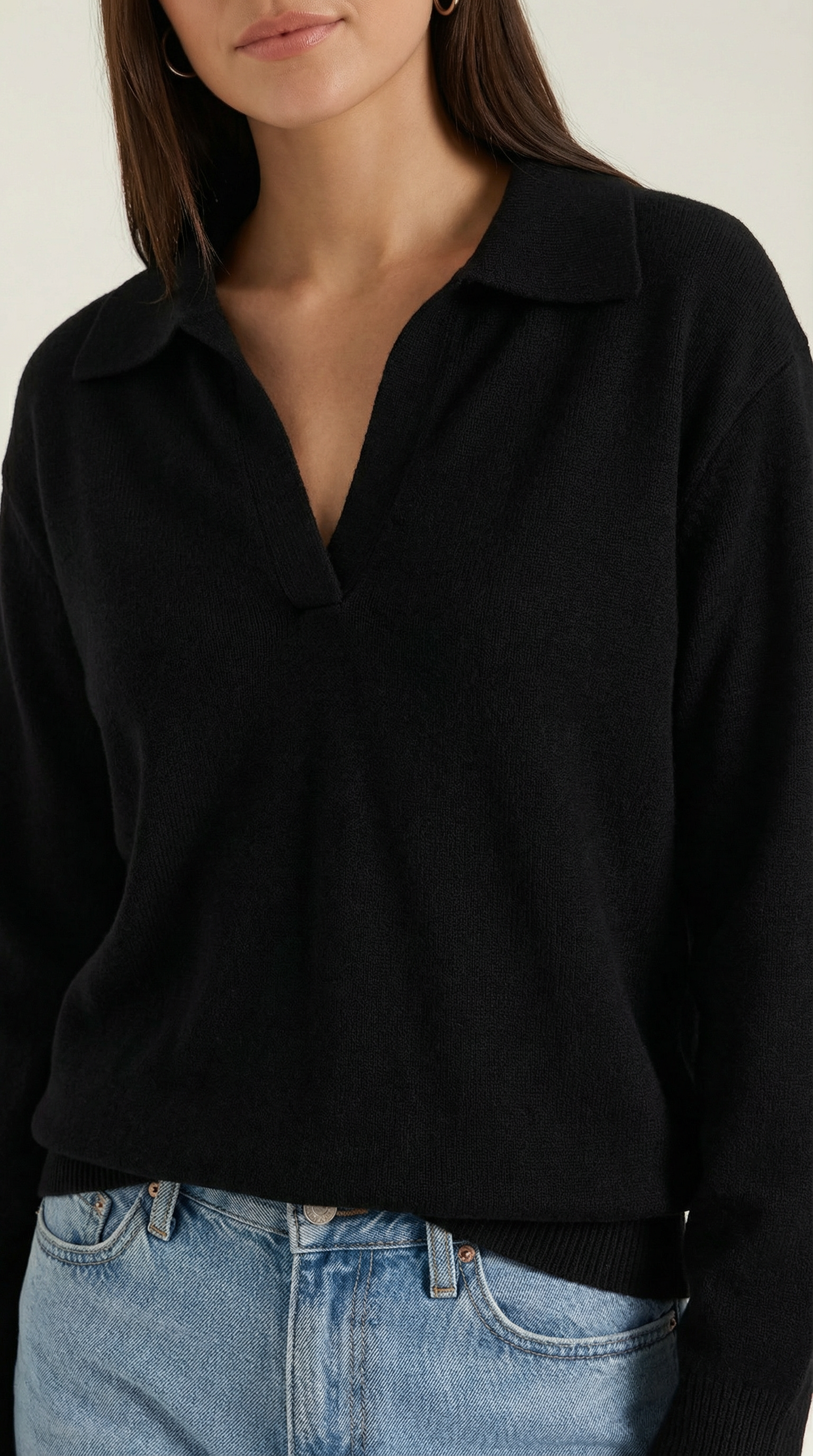 Margaret Casual V-Neck Polo Sweater