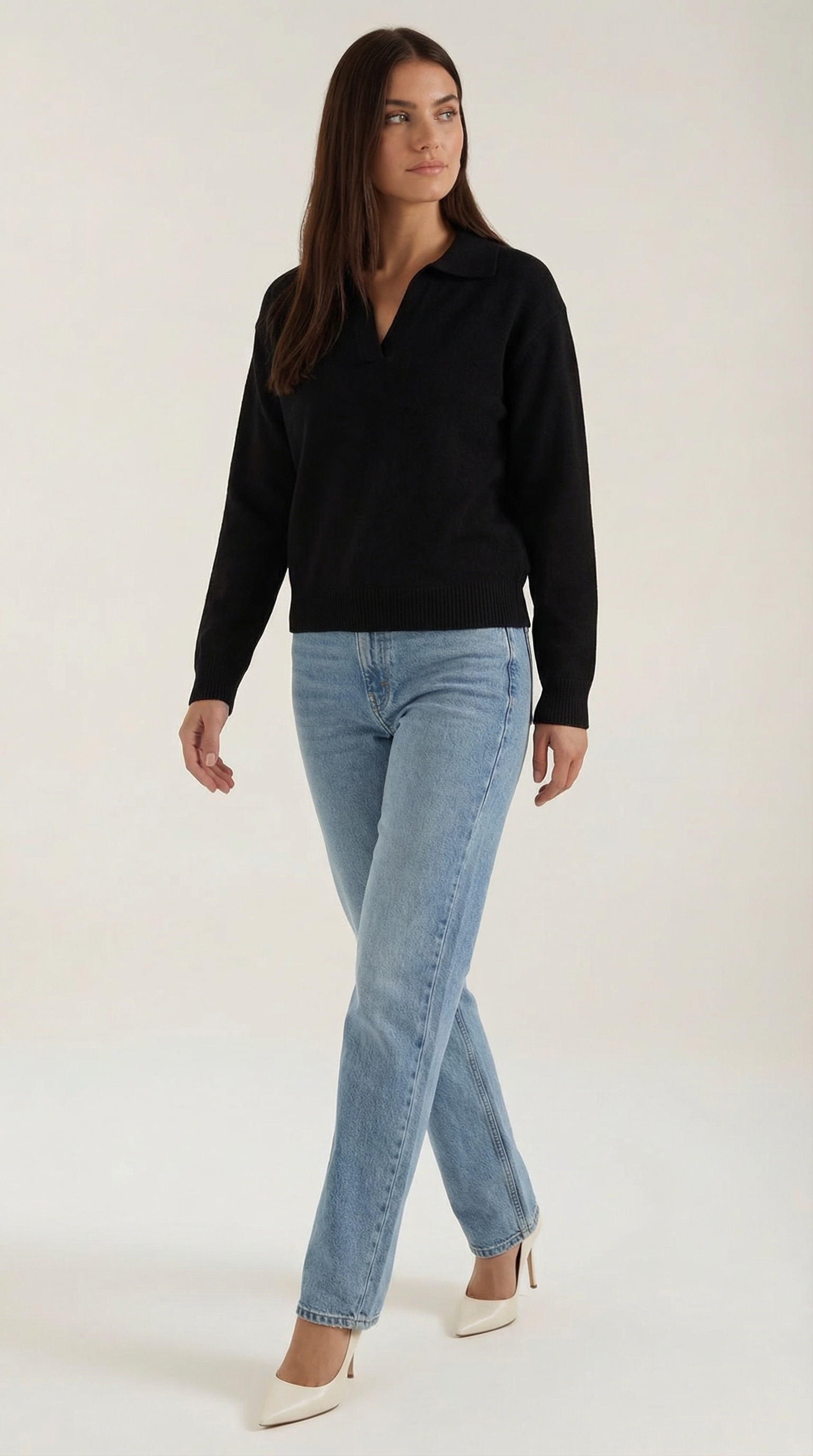 Margaret Casual V-Neck Polo Sweater