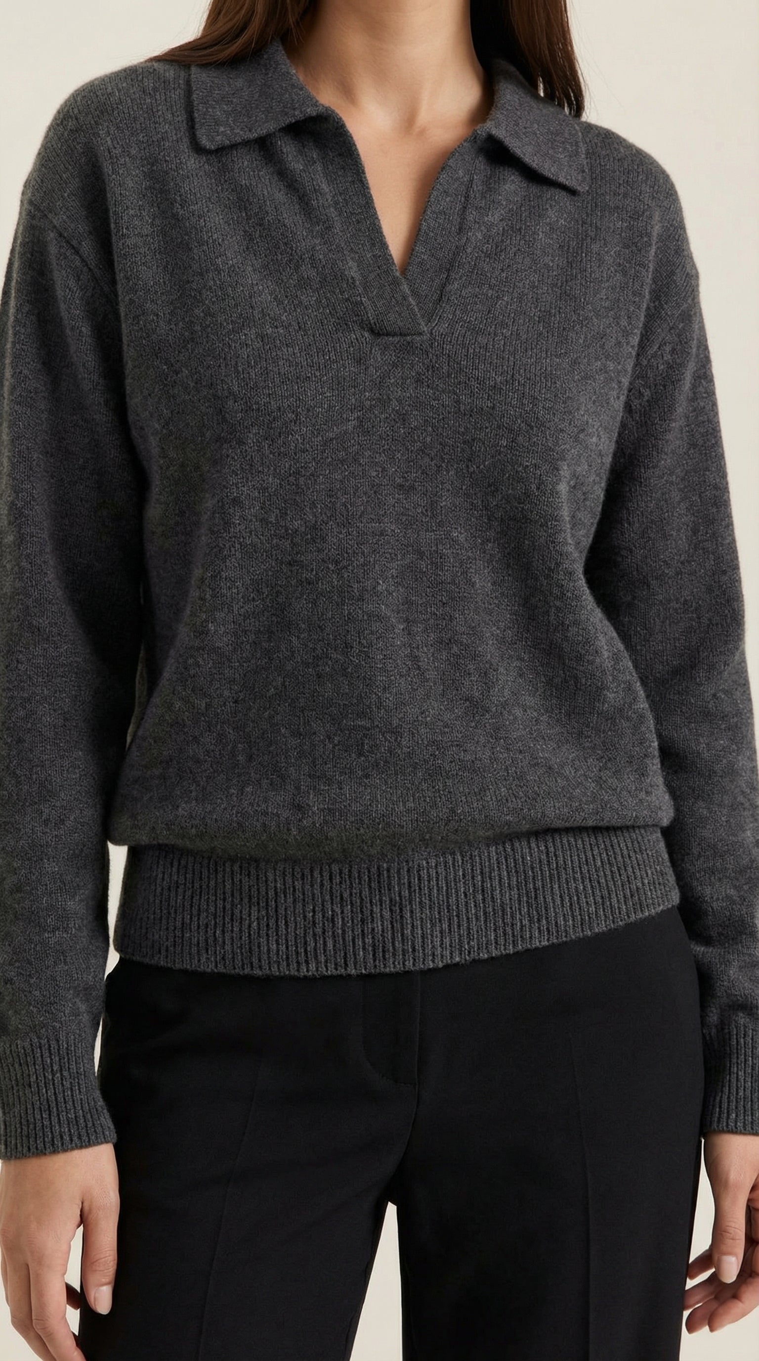 Margaret Casual V-Neck Polo Sweater
