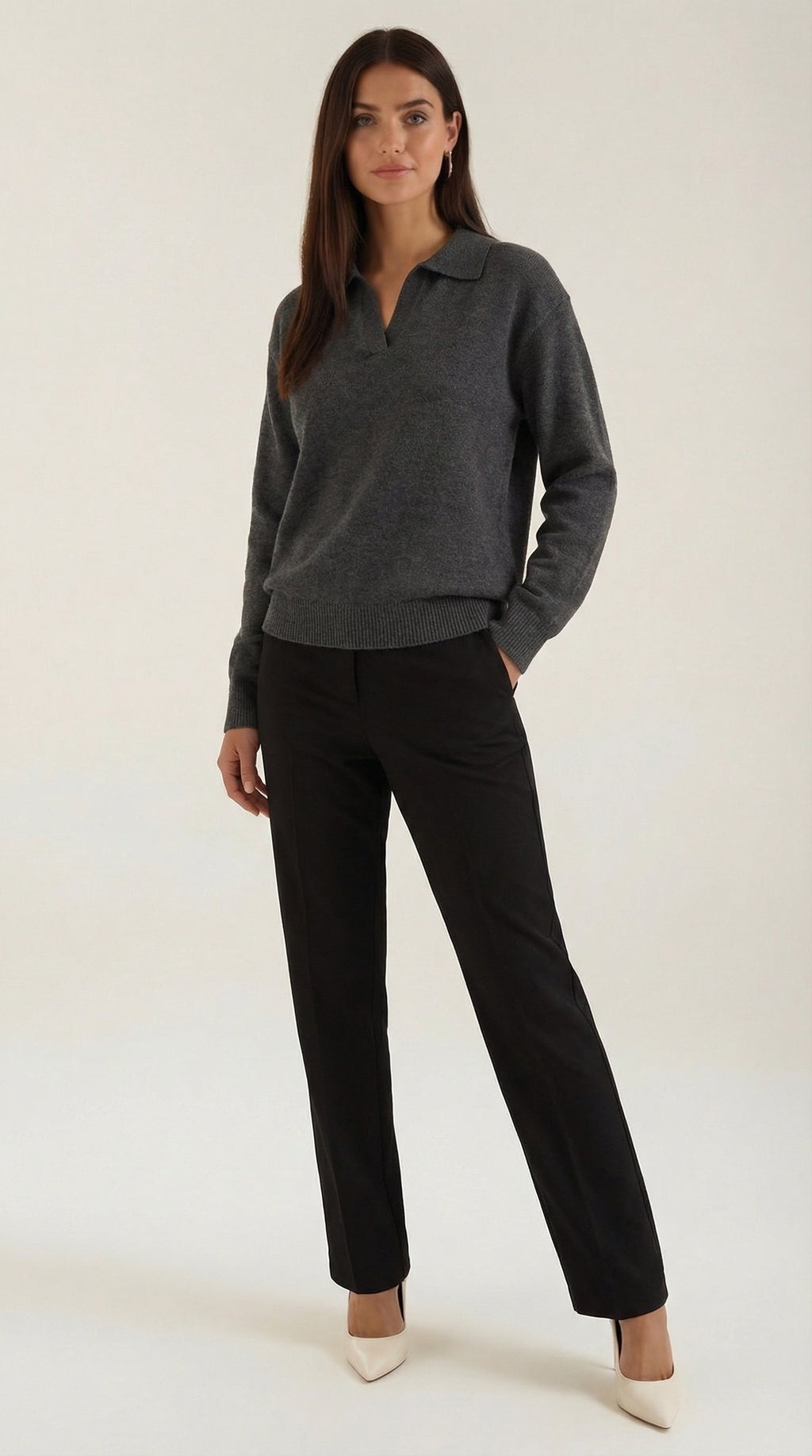 Margaret Casual V-Neck Polo Sweater