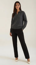 Margaret Casual V-Neck Polo Sweater