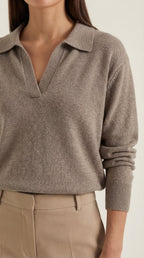 Margaret Casual V-Neck Polo Sweater