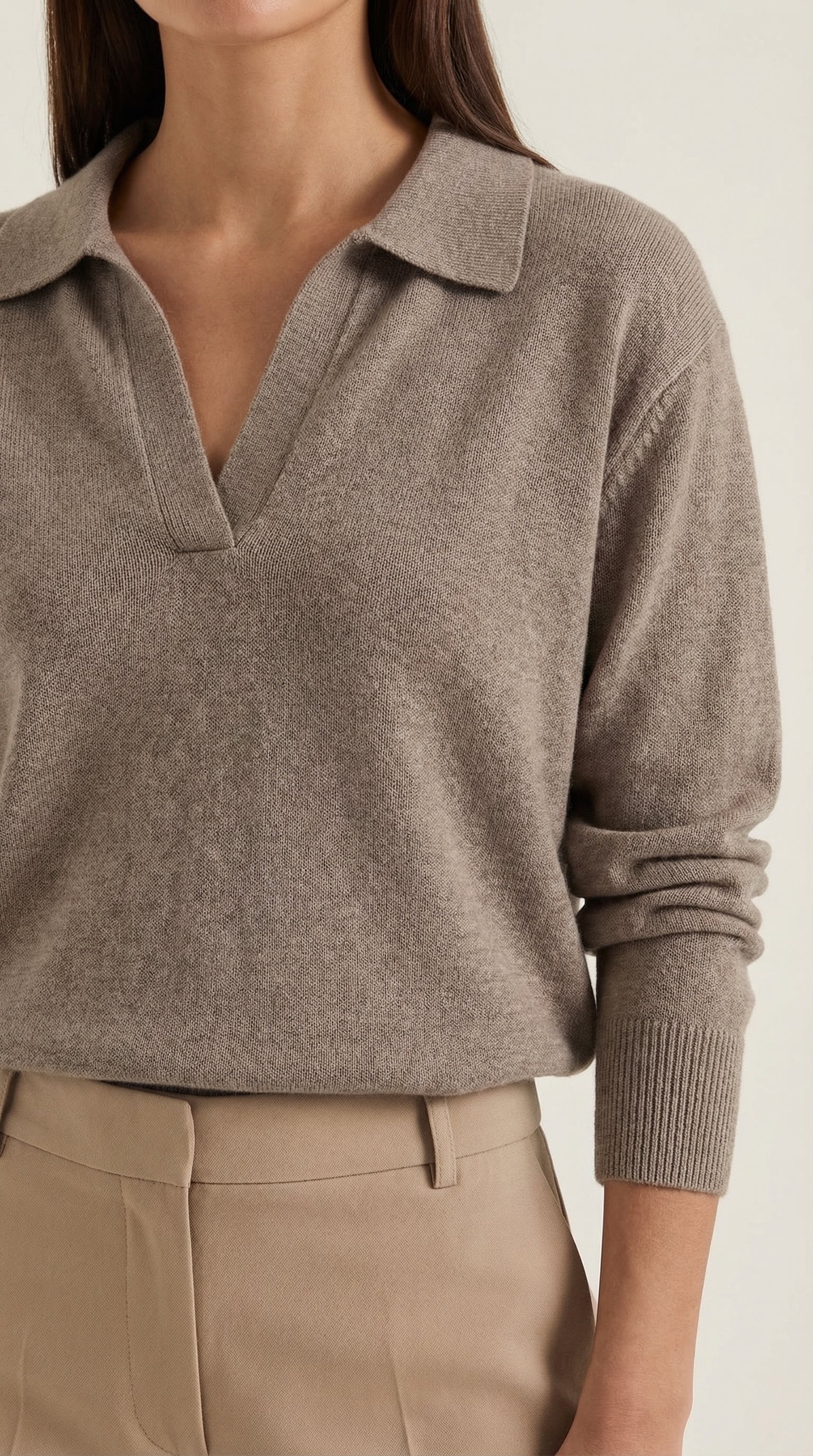 Margaret Casual V-Neck Polo Sweater