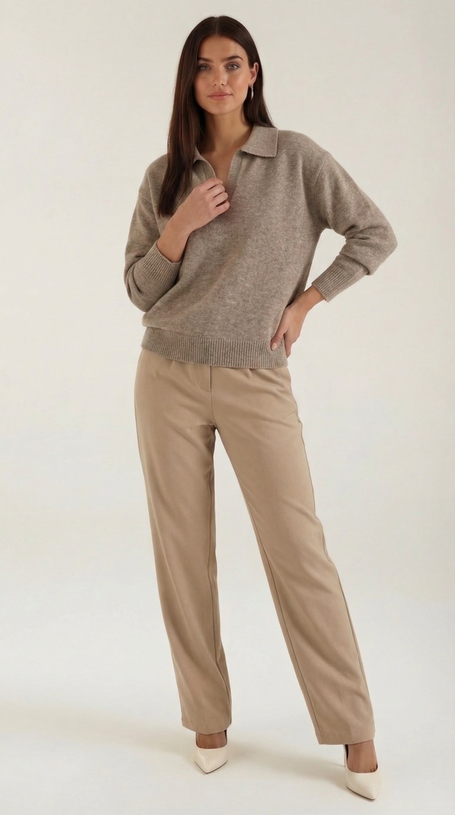 Margaret Casual V-Neck Polo Sweater