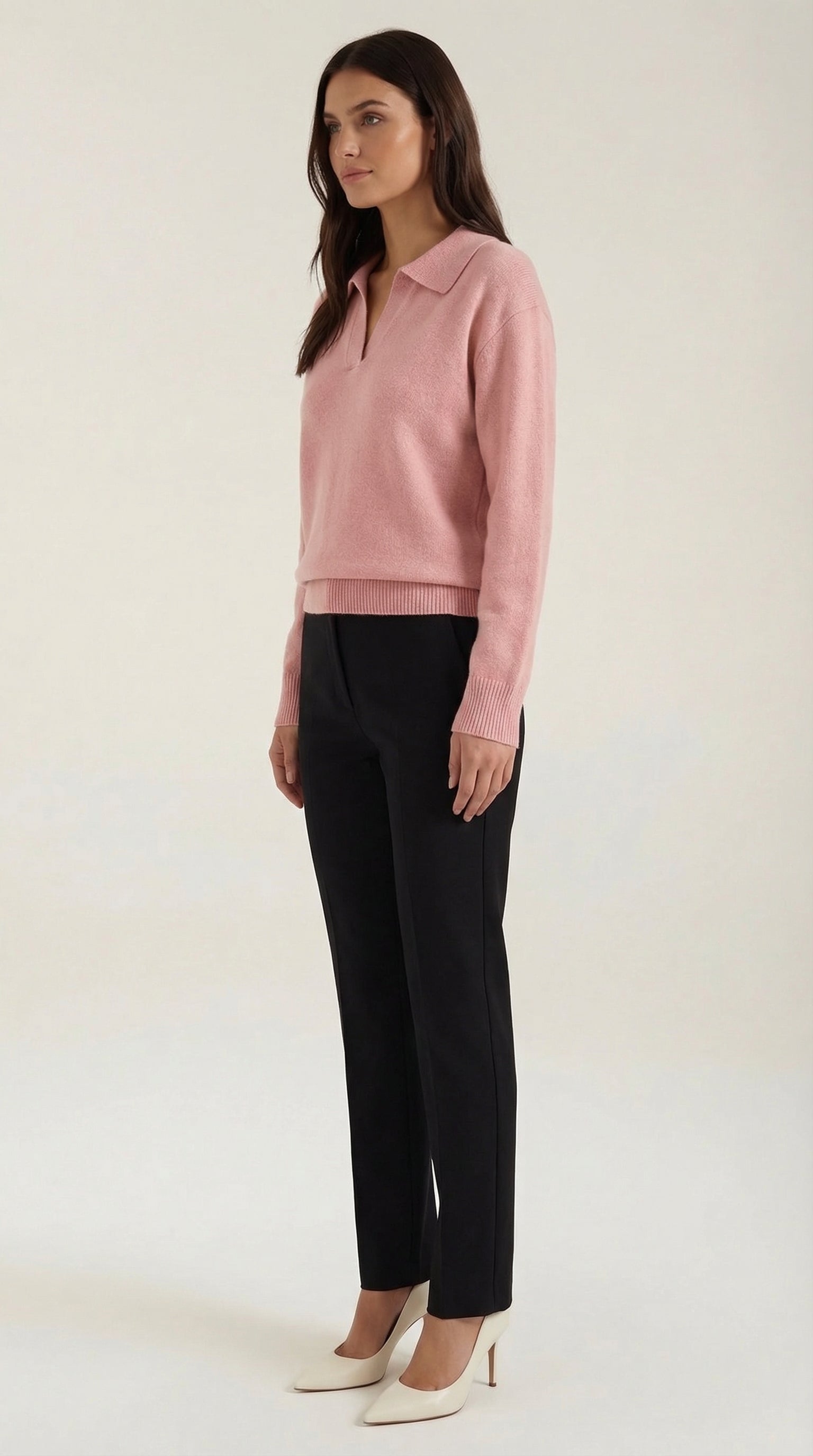 Margaret Casual V-Neck Polo Sweater