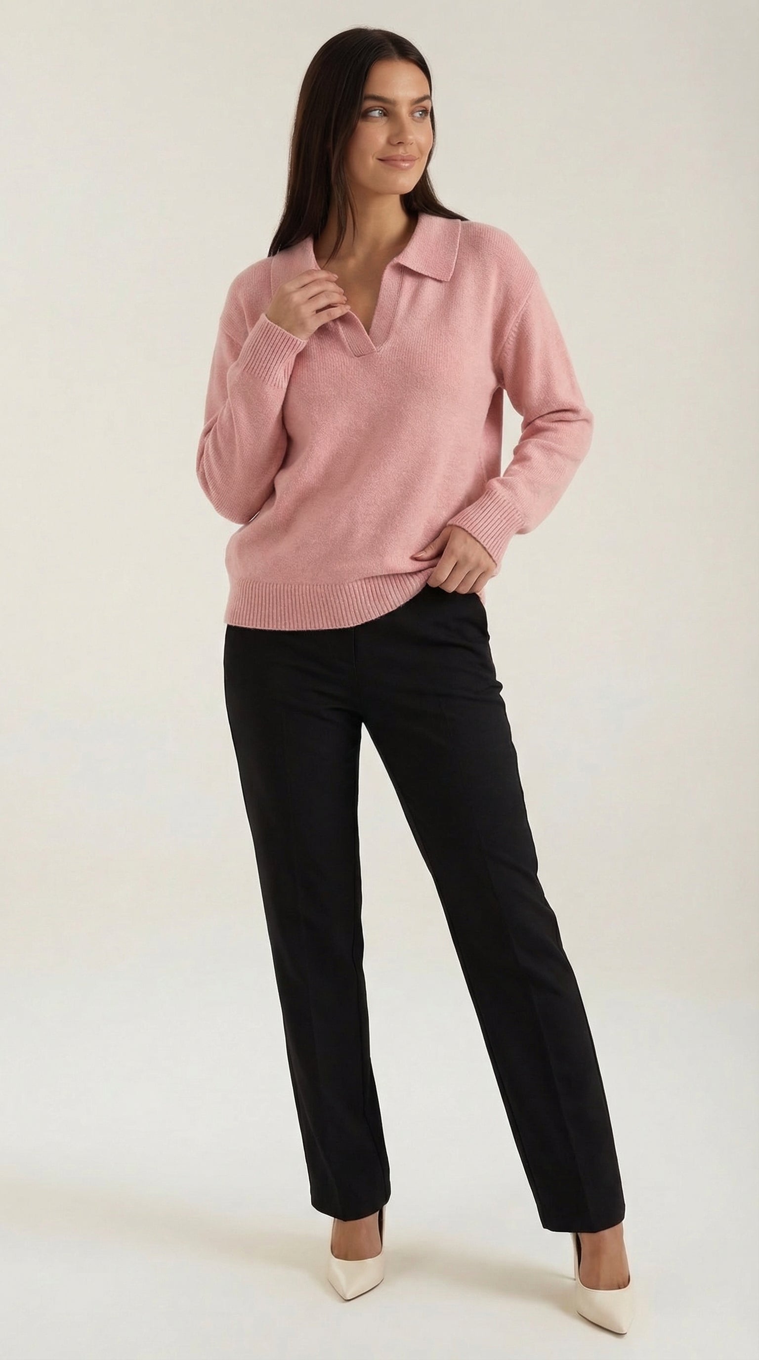 Margaret Casual V-Neck Polo Sweater