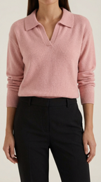 Margaret Casual V-Neck Polo Sweater
