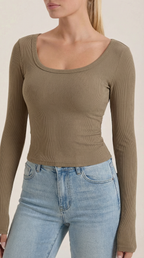 Marian Scoop Neck Long Sleeve Top