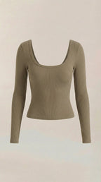 Marian Scoop Neck Long Sleeve Top