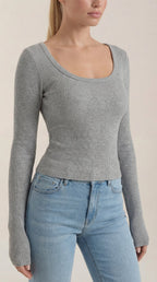 Marian Scoop Neck Long Sleeve Top