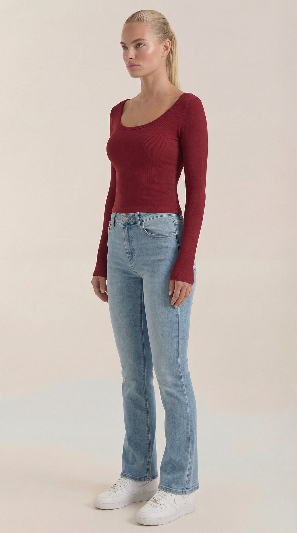 Marian Scoop Neck Long Sleeve Top