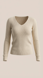 Michelle Ribbed V-Neck Sweater