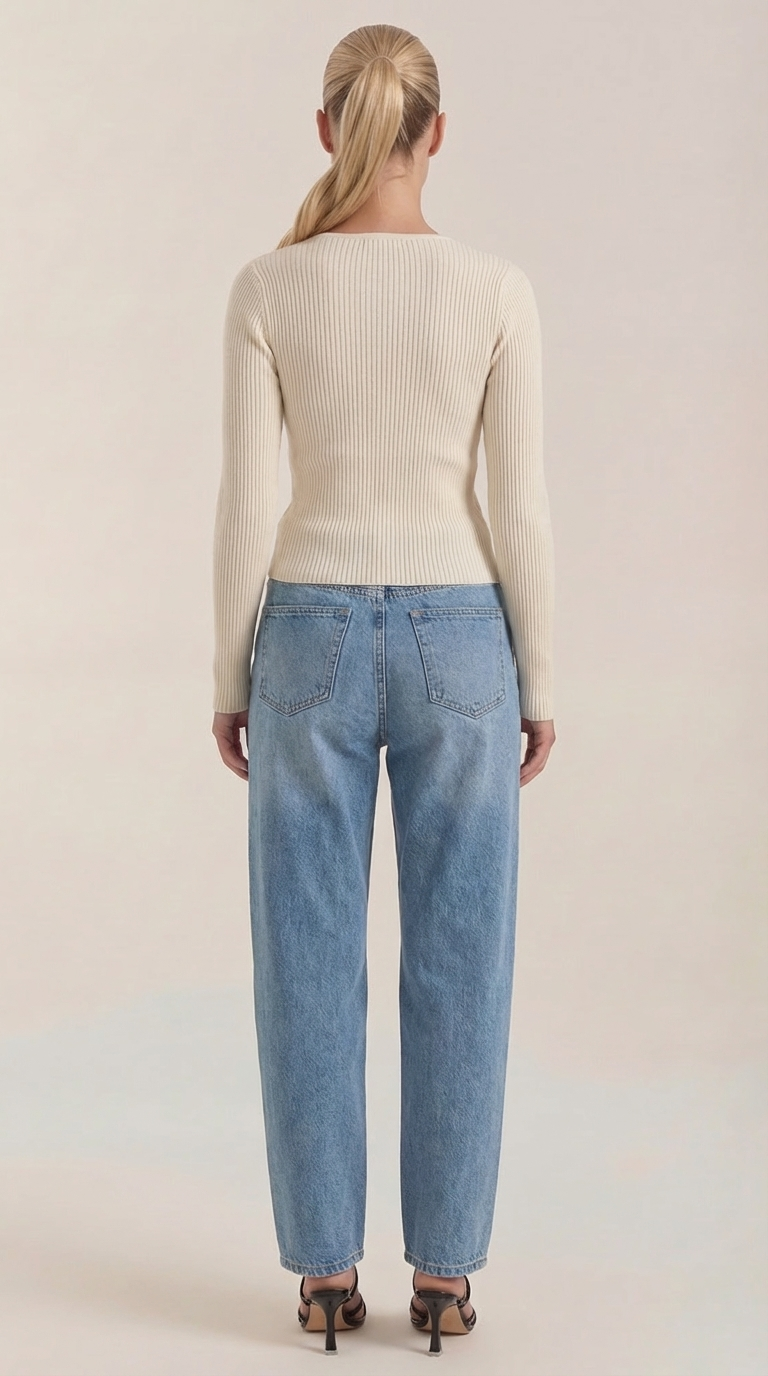 Michelle Ribbed V-Neck Sweater