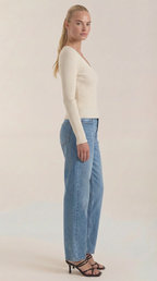 Michelle Ribbed V-Neck Sweater
