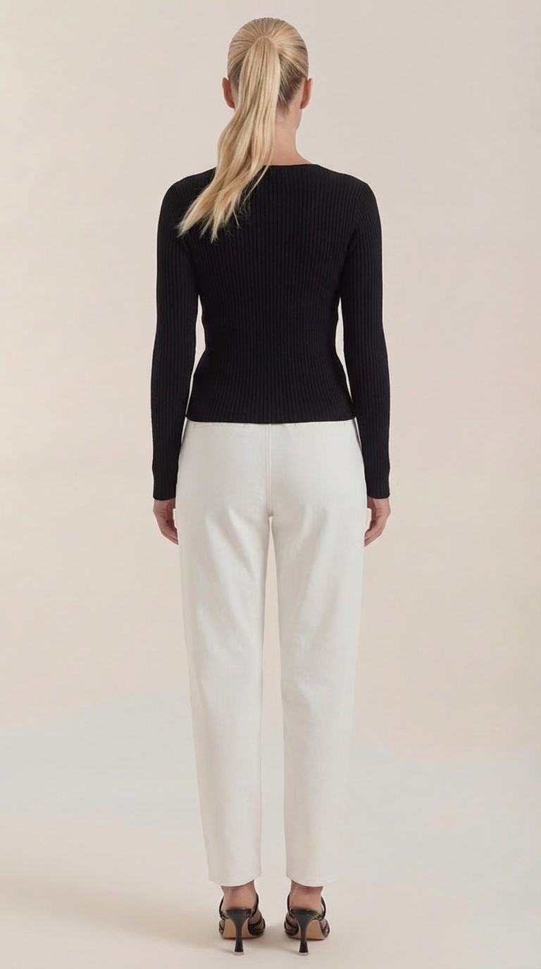 Michelle Ribbed V-Neck Sweater