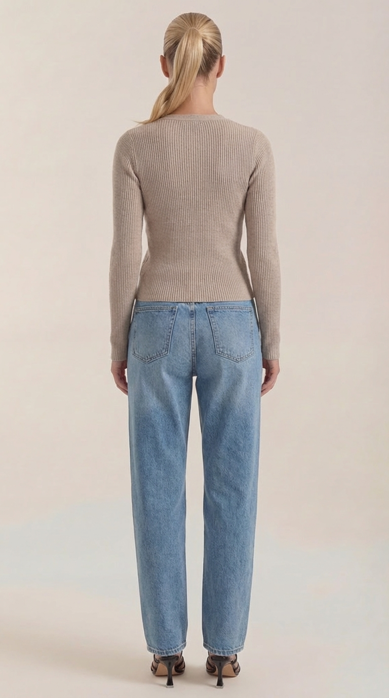 Michelle Ribbed V-Neck Sweater
