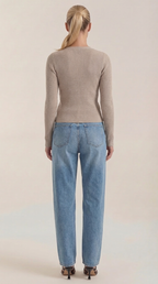 Michelle Ribbed V-Neck Sweater