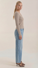 Michelle Ribbed V-Neck Sweater