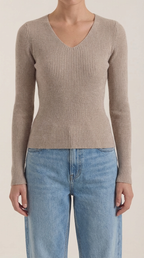 Michelle Ribbed V-Neck Sweater