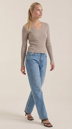 Michelle Ribbed V-Neck Sweater
